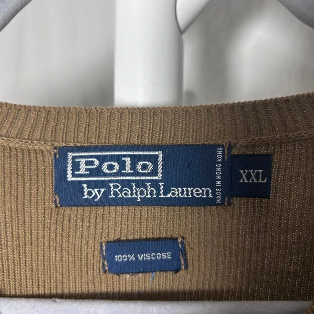 Polo by Ralph Lauren men's short-sleeve knitted crewneck t-shirt in brown XXL - Picture 4 of 4